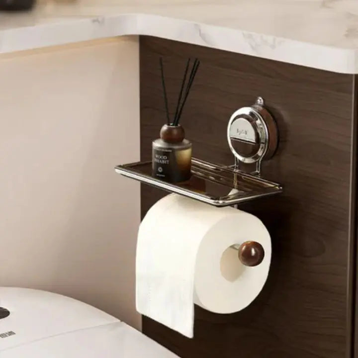 Drill-free toilet paper holder made of stainless steel