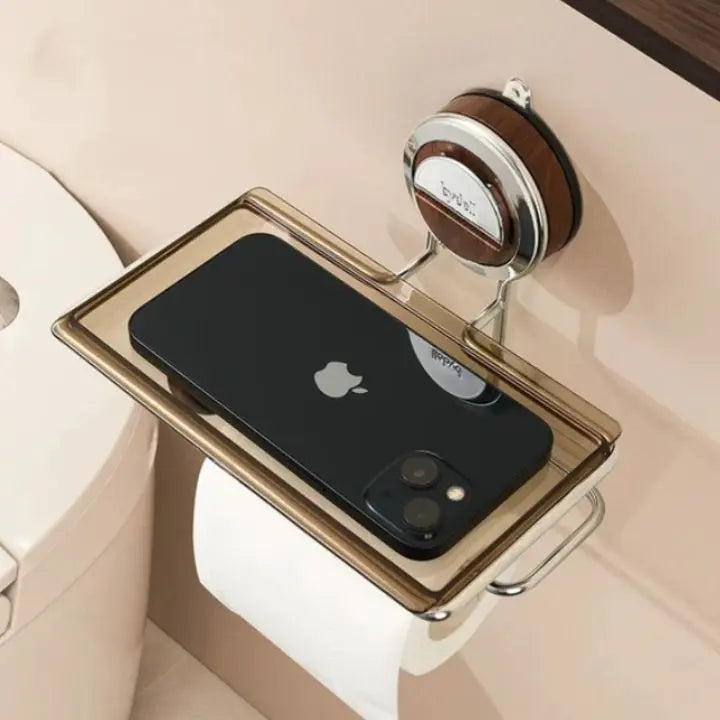 Drill-free toilet paper holder made of stainless steel