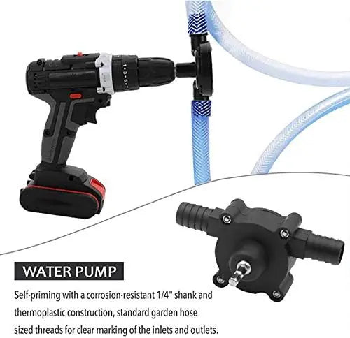 Drill-operated liquid pump for fast and efficient liquid transfer