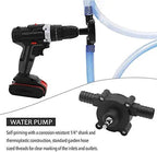 Drill-operated liquid pump for fast and efficient liquid transfer