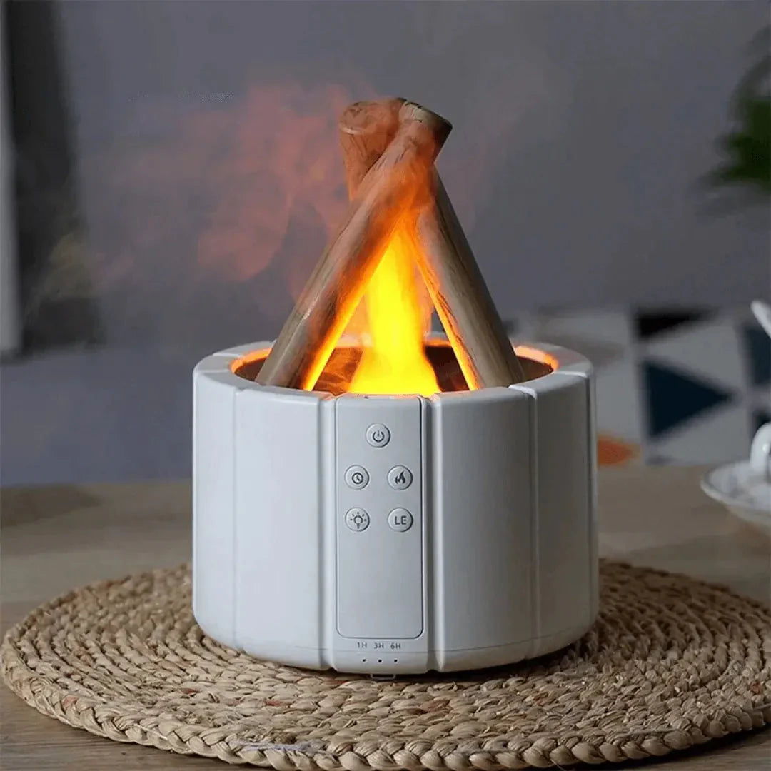 Flame Air Humidifier with LED – Ultrasonic Diffuser & Aromatherapy with Fireplace Effect