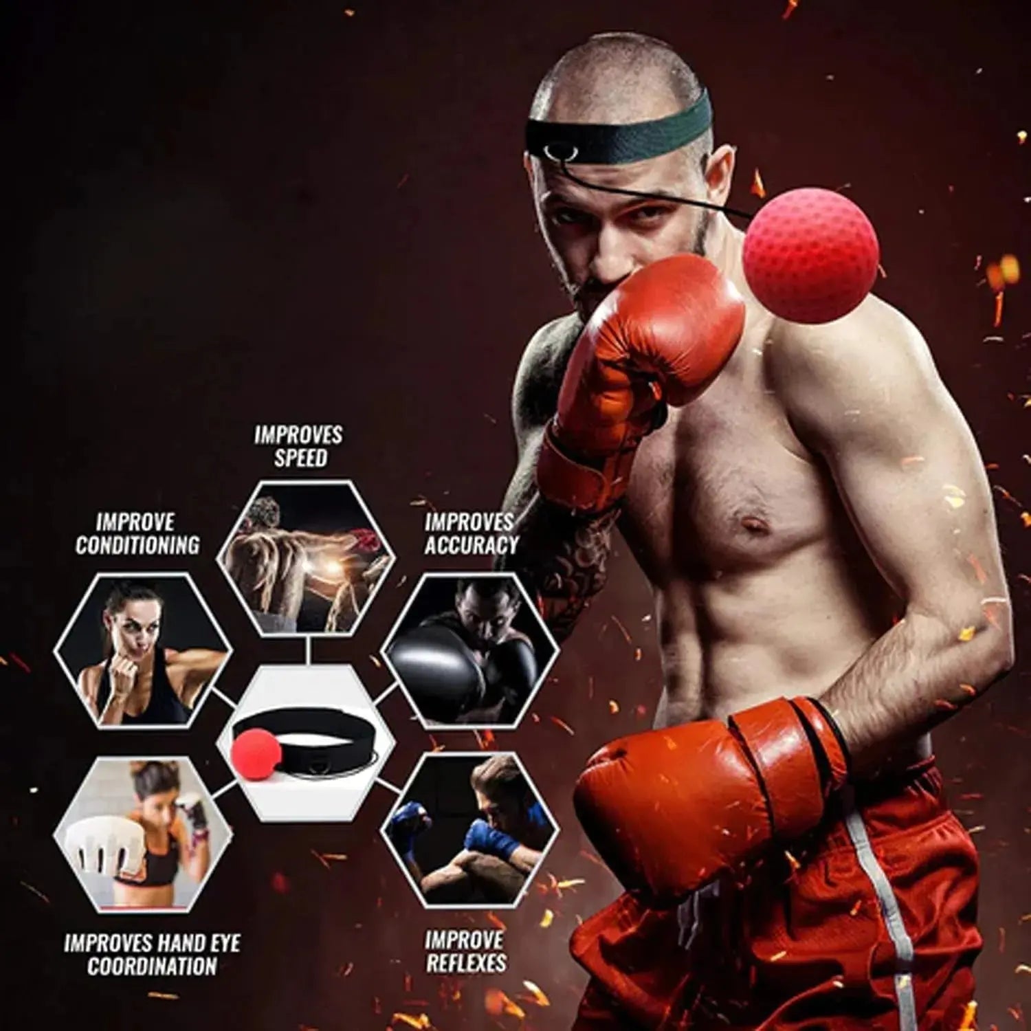 Boxing Headband with Reflex Ball for Increased Reaction Power