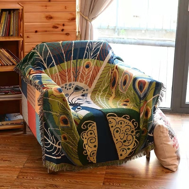 Peacock Throw Thread Blanket