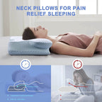 Cervical Memory Foam Pillow | Orthopaedic Contour Design with Cooling Cover for Back, Side & Stomach sleepers | Pillows for back Sleepers