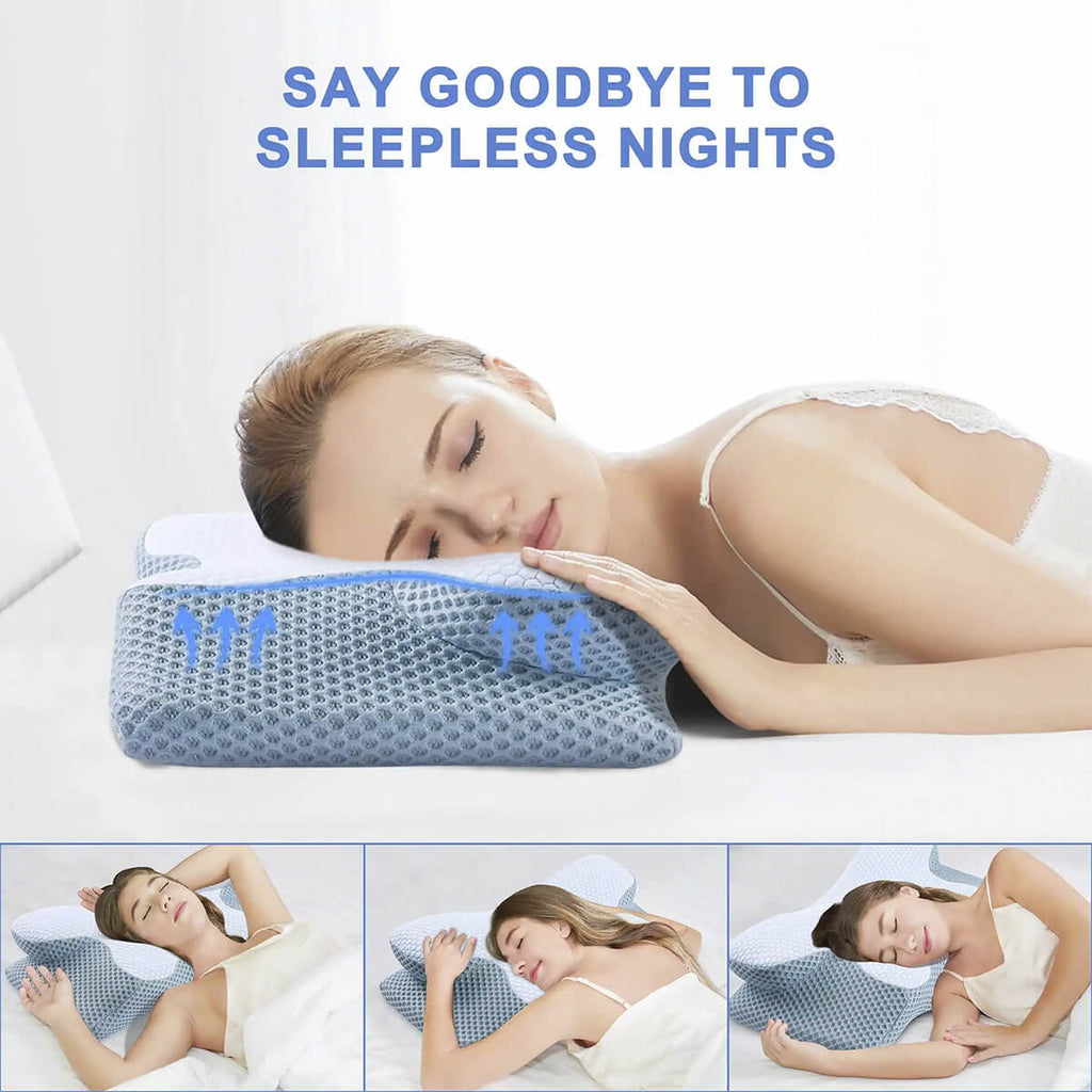 Cervical Memory Foam Pillow | Orthopaedic Contour Design with Cooling Cover for Back, Side & Stomach sleepers | Pillows for back Sleepers