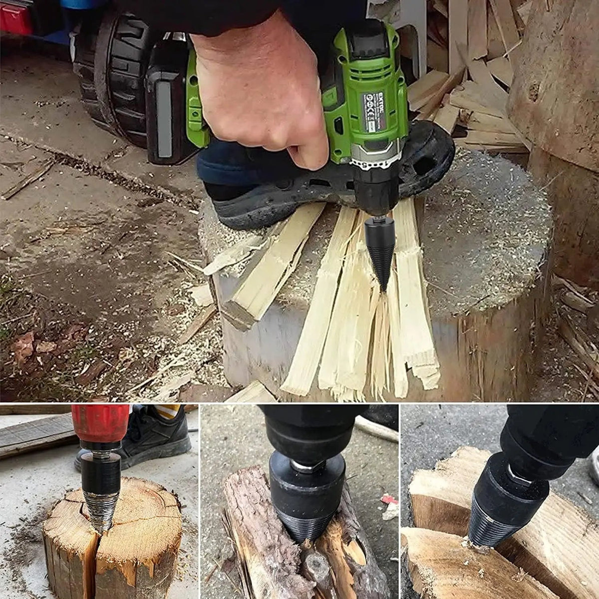 Firewood Drill Bit Set – Split wood easily with the cordless drill