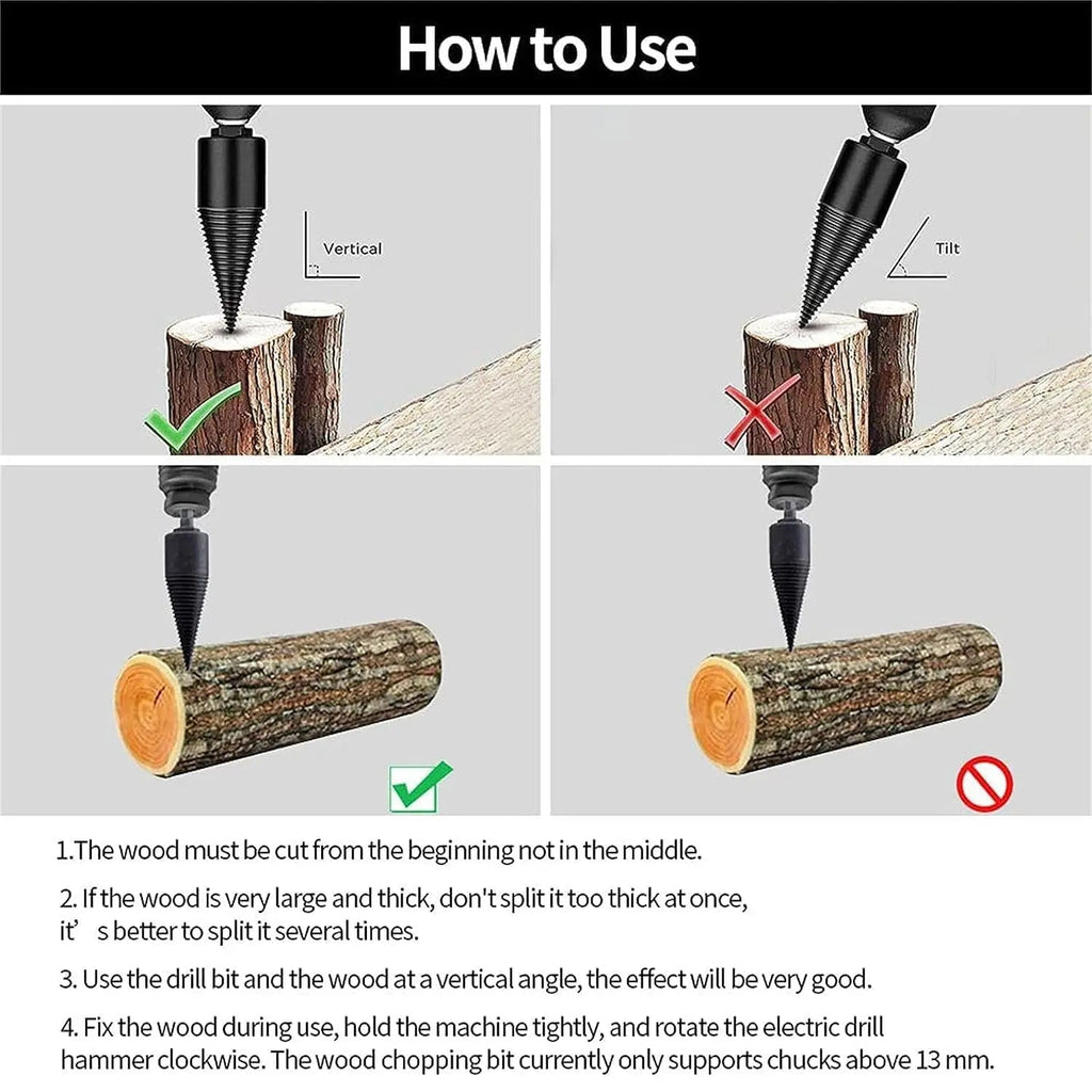 Firewood Drill Bit Set – Split wood easily with the cordless drill