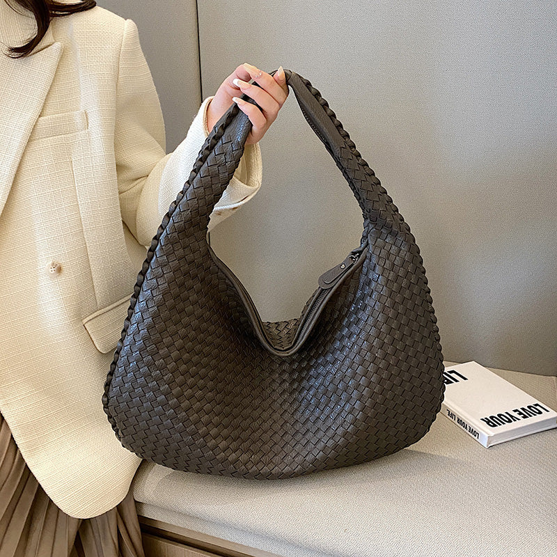 Ladies Woven Handbag Black One Size Durable