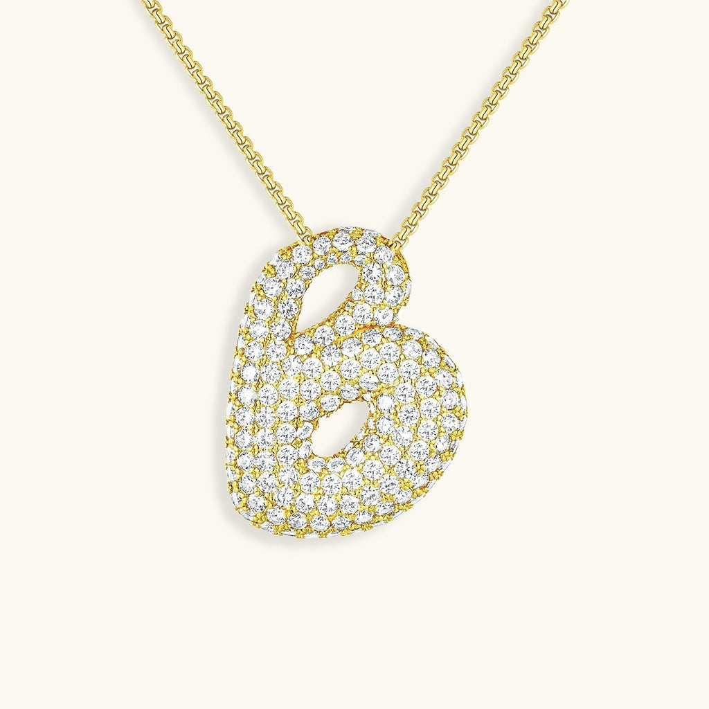 Bubble Initial-Diamond-Necklace