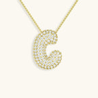 Bubble Initial-Diamond-Necklace