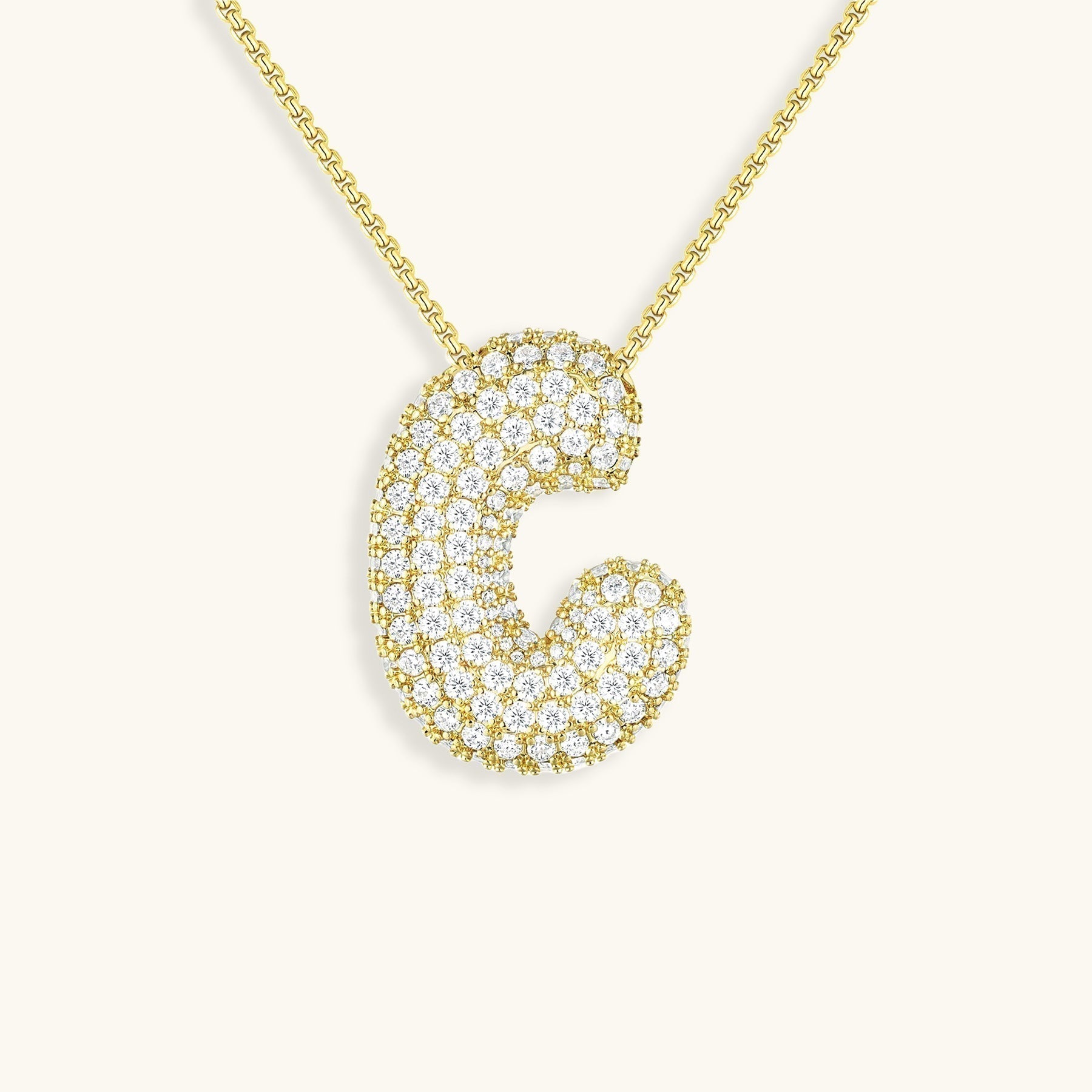 Bubble Initial-Diamond-Necklace