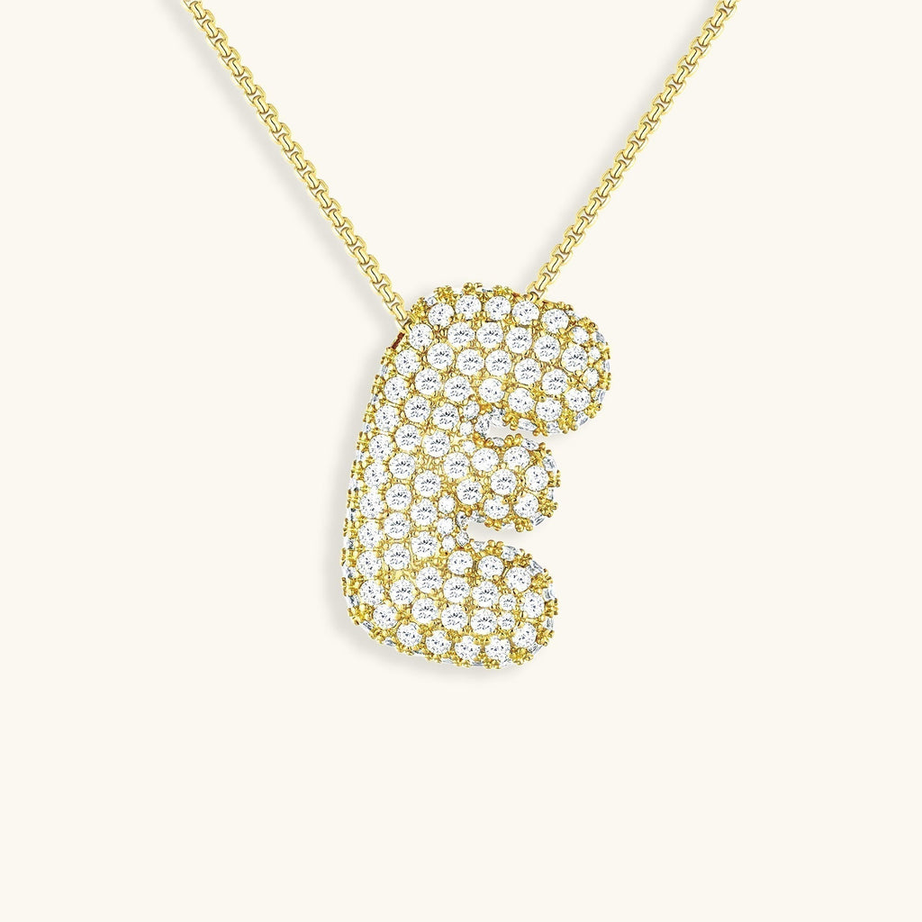 Bubble Initial-Diamond-Necklace