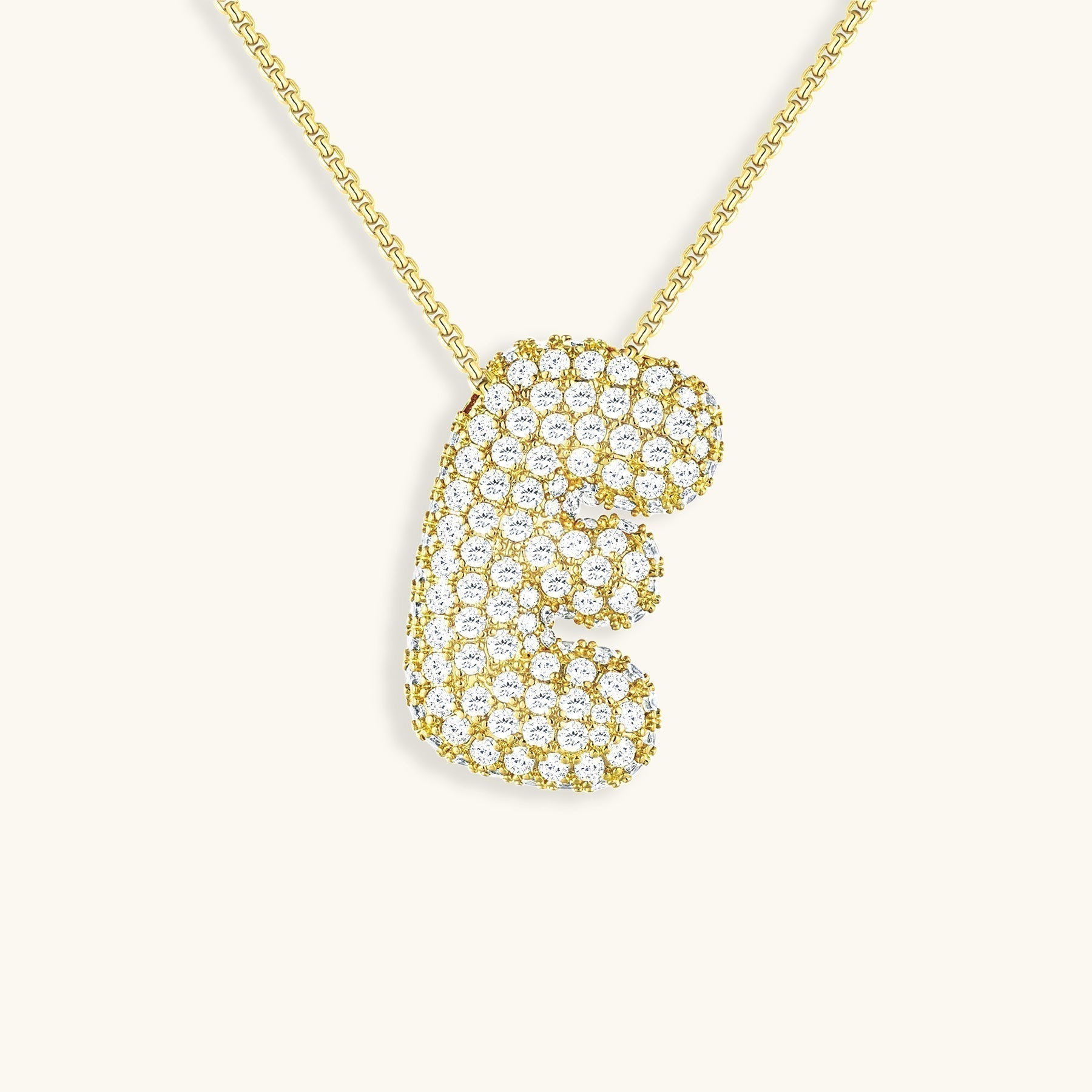 Bubble Initial-Diamond-Necklace