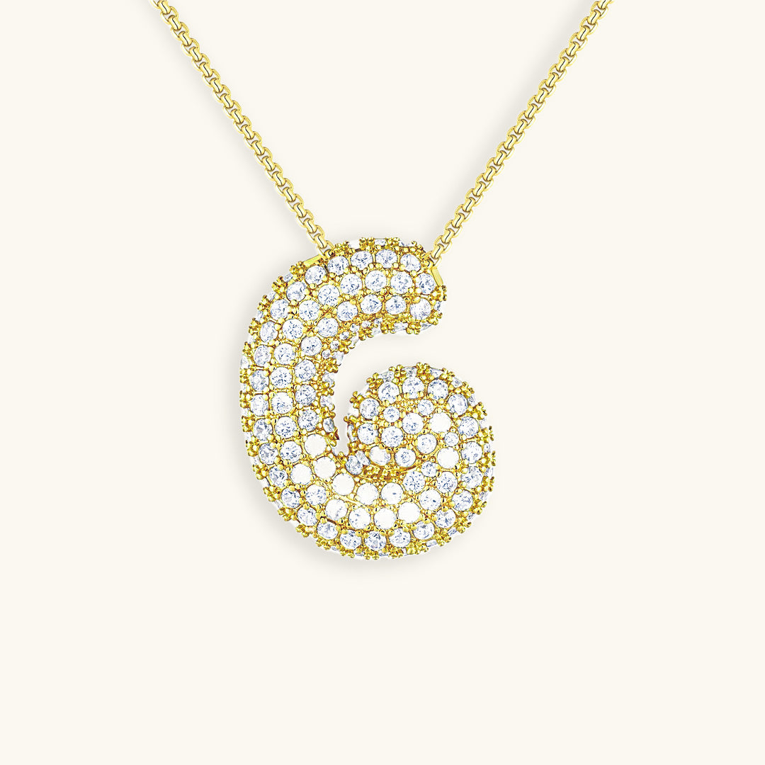Bubble Initial-Diamond-Necklace