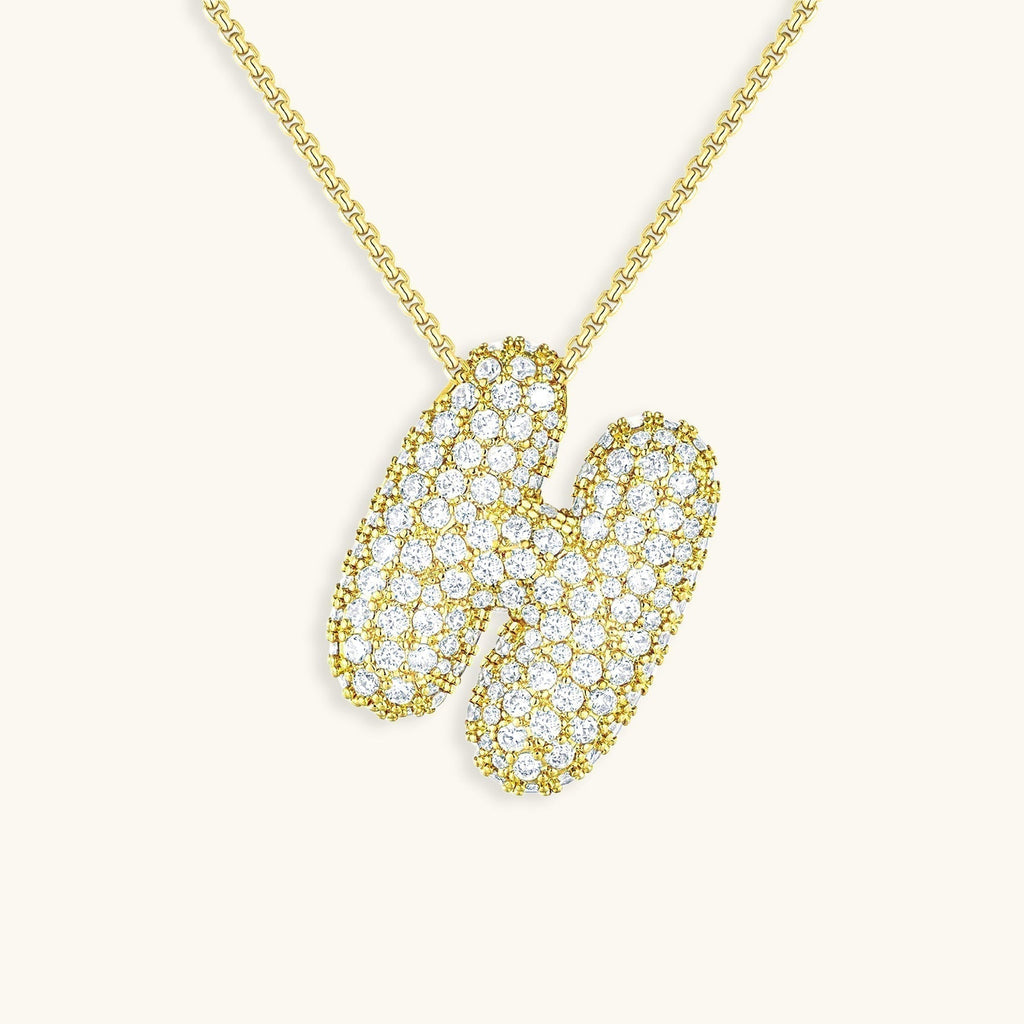 Bubble Initial-Diamond-Necklace