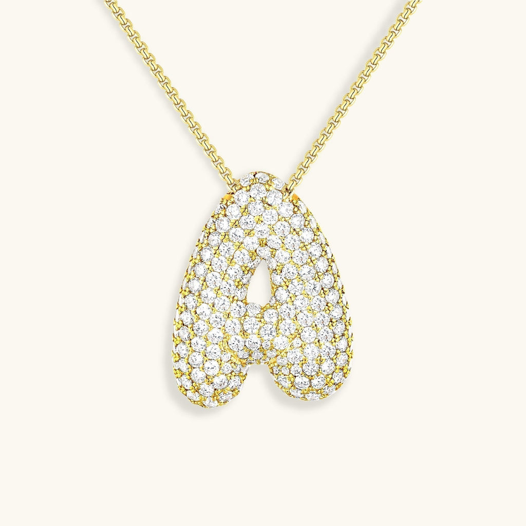 Bubble Initial-Diamond-Necklace