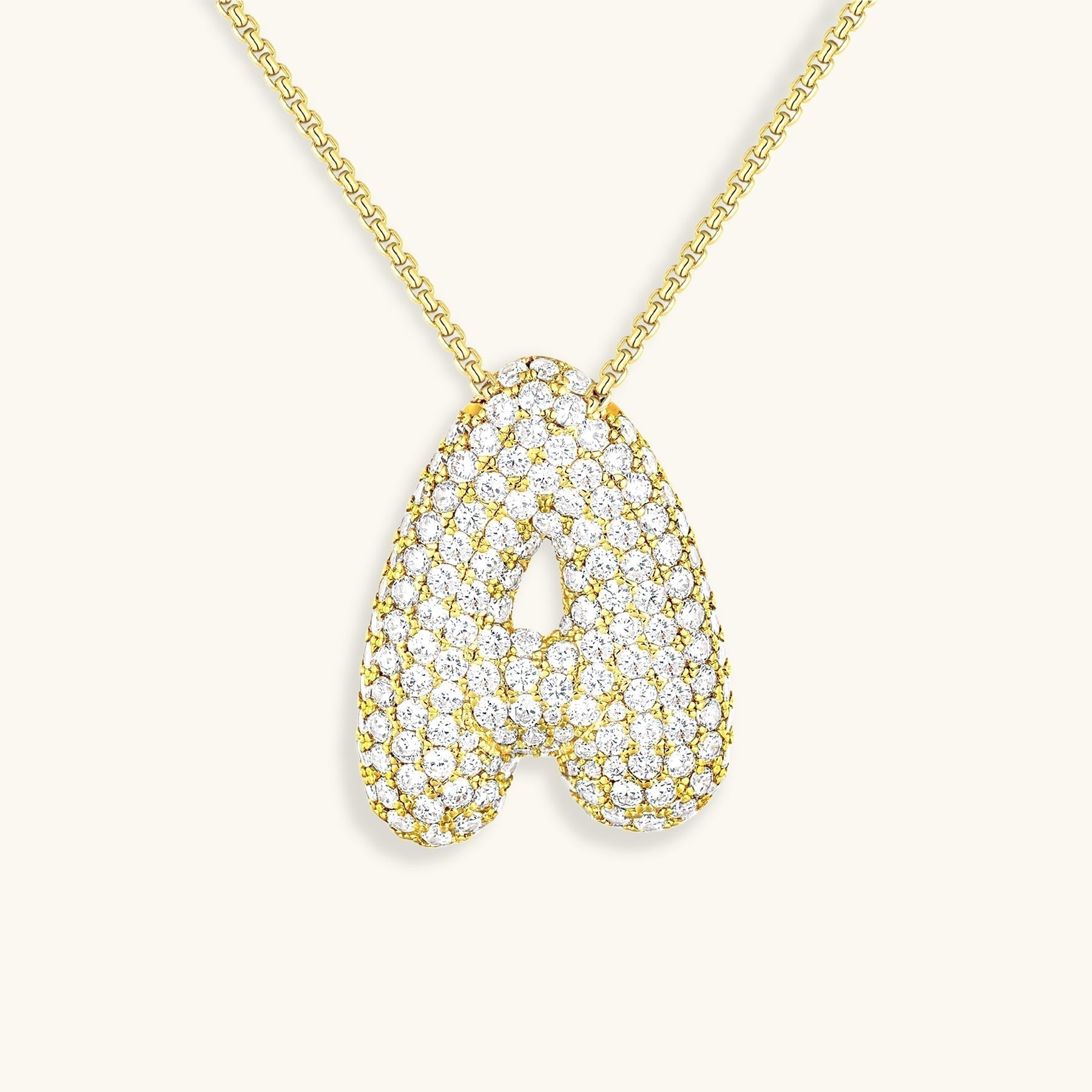 Bubble Initial-Diamond-Necklace