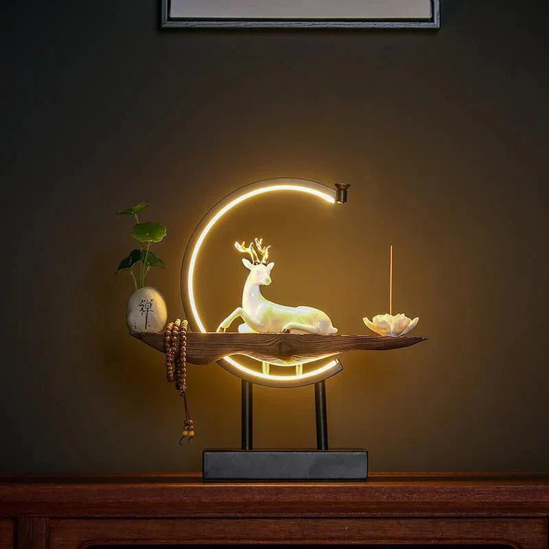 White Deer Incense Burner Lamp - SereneStag