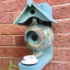 Teapot Birdhouse | Hand-Painted Resin | Weather-Resistant Outdoor Garden Decoration