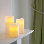 Set with 3 tall flameless wax LED candles