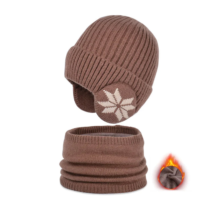 Kids Winter Fleece Scarf Suit Knit Hat