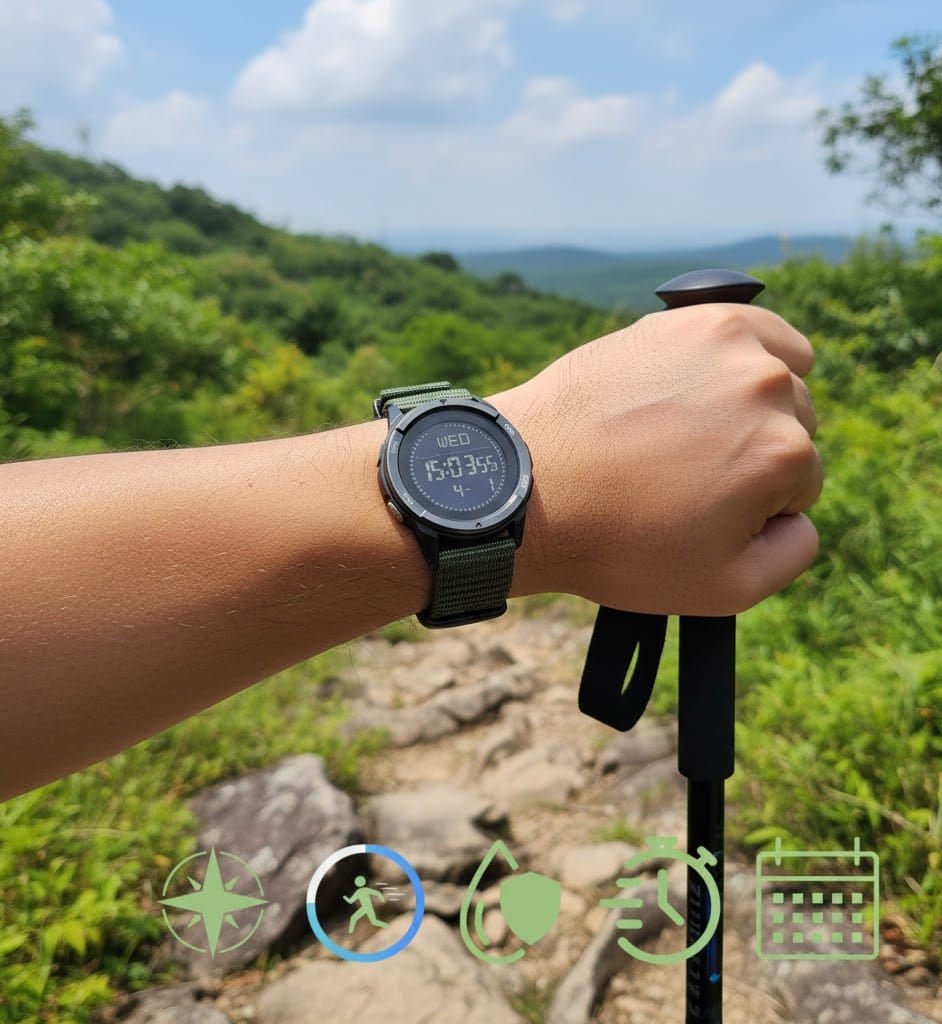 Sports watch with carbon design for adventure