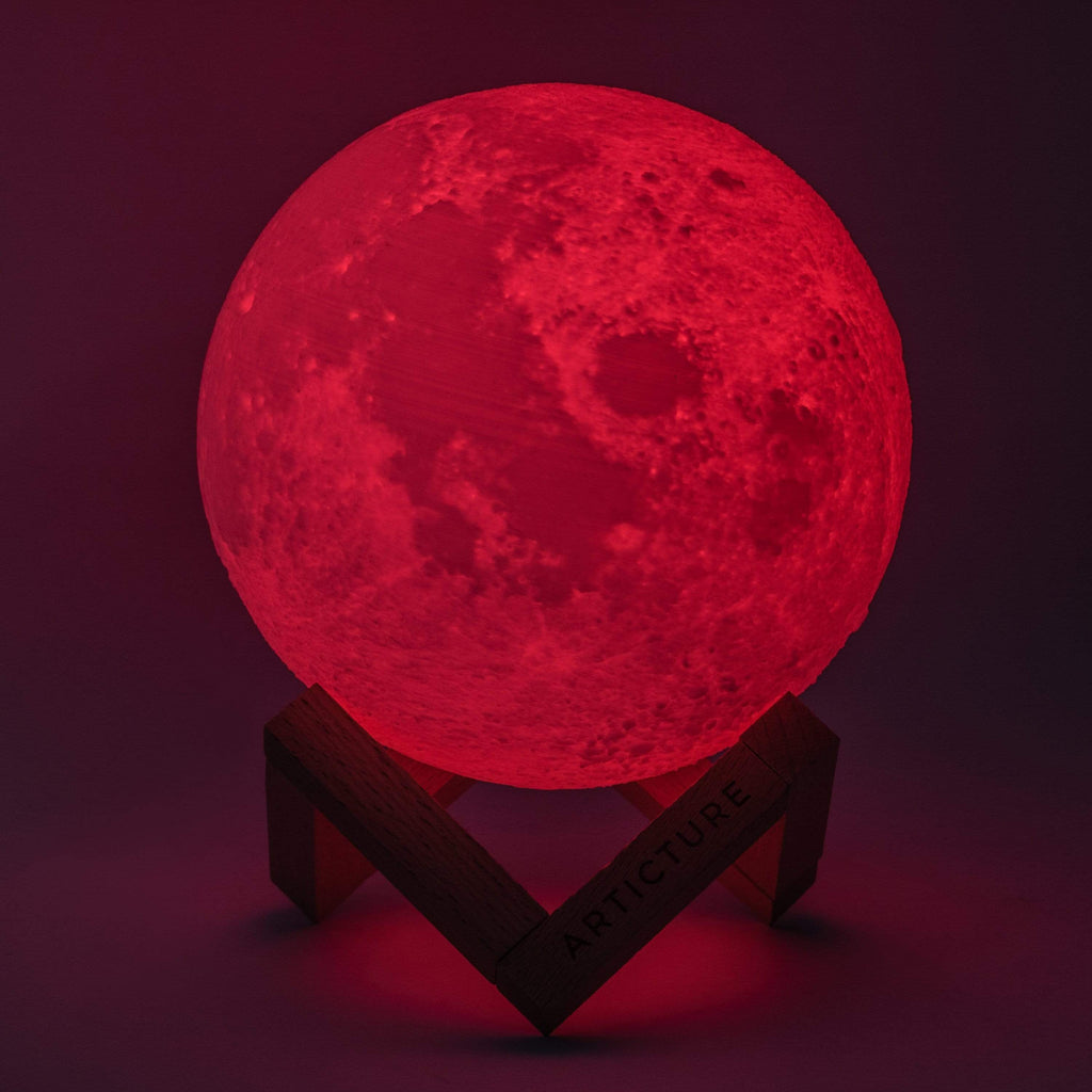 Moon Lamp Wooden Base 3D Table Light