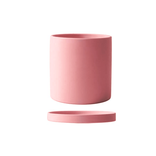Elegant flowerpot made of ceramic with saucer