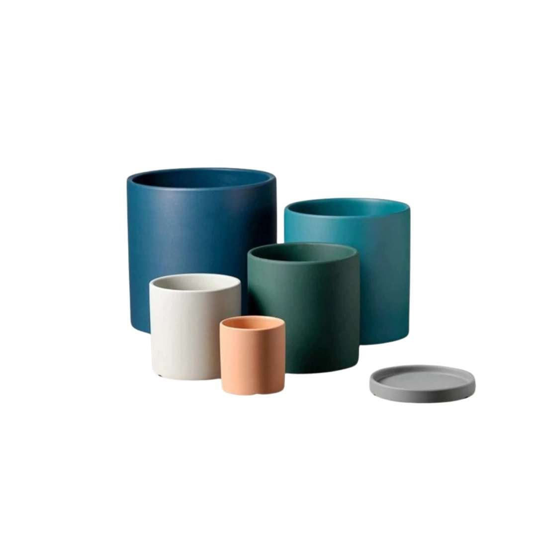 Elegant flowerpot made of ceramic with saucer
