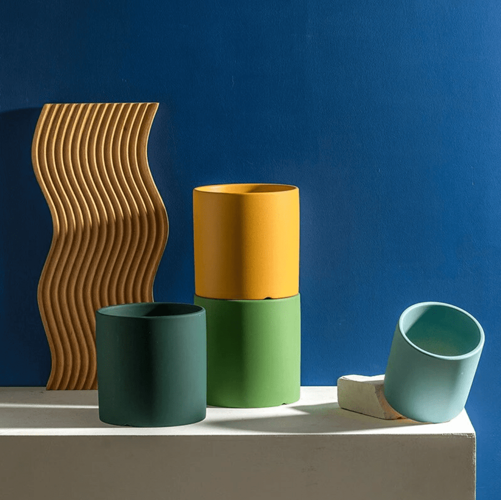Elegant flowerpot made of ceramic with saucer