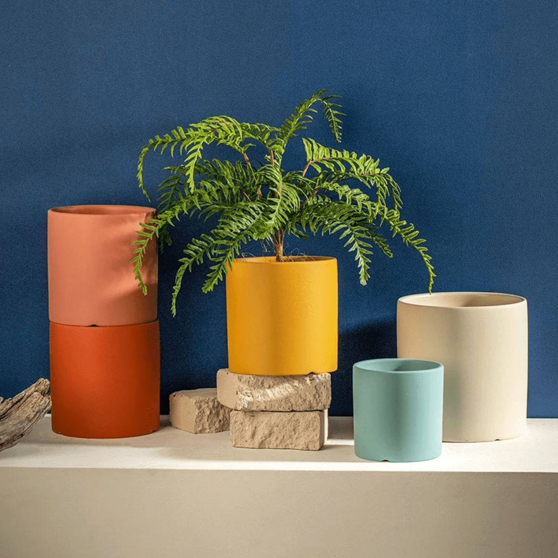 Elegant flowerpot made of ceramic with saucer