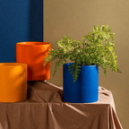 Elegant flowerpot made of ceramic with saucer
