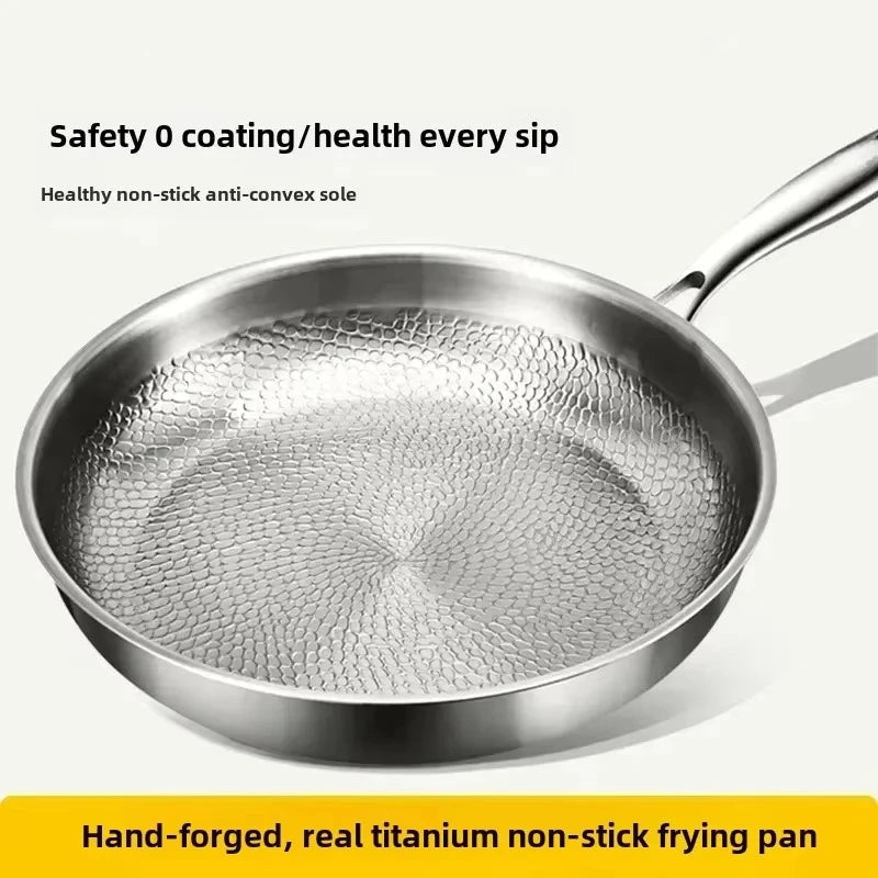 Titanium hammered non-stick frying pan for induction cooktops and everyday cooking