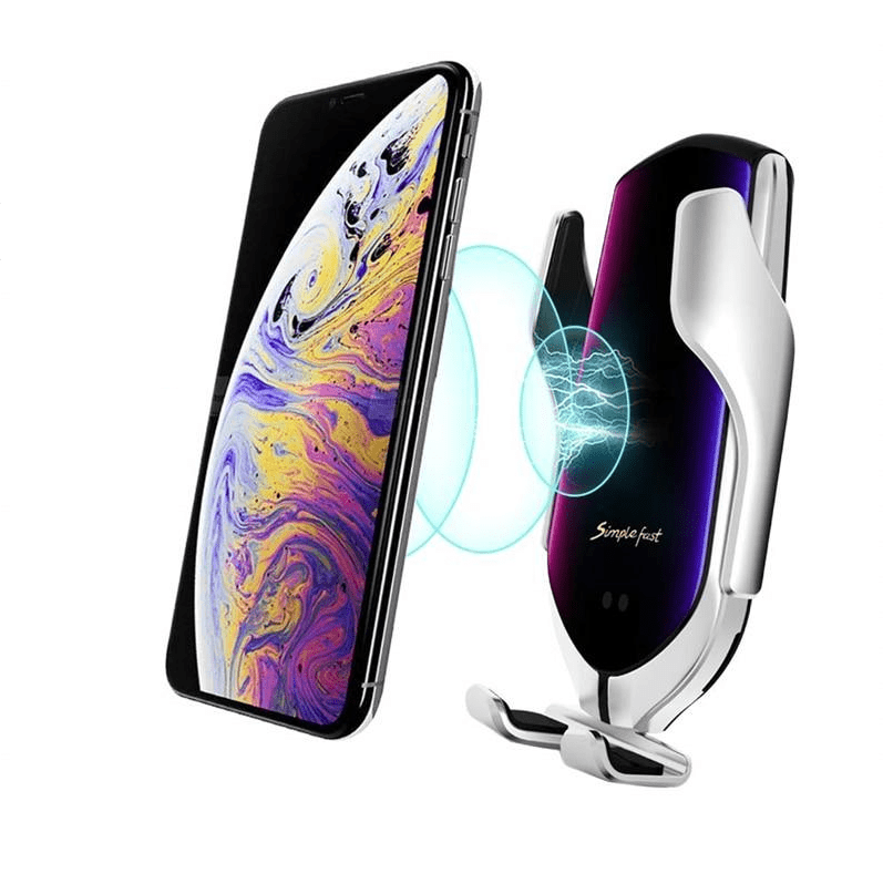 Wireless car mount with automatic clamping and 360° rotation