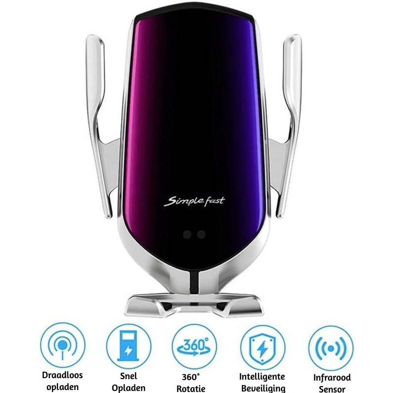 Wireless car mount with automatic clamping and 360° rotation
