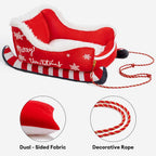 Christmas Sleigh Dog Bed with Crystal Velvet, Faux Fur and Non-Slip Bottom