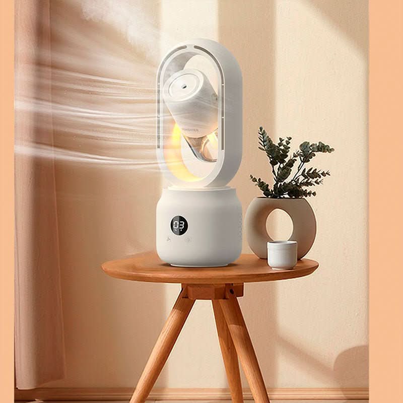 Portable fan without blades with humidifier & nightlight