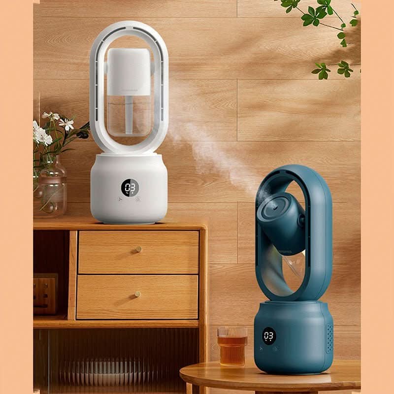 Portable fan without blades with humidifier and night light for refreshing comfort