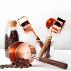 Premium measuring set made of stainless steel with copper coating