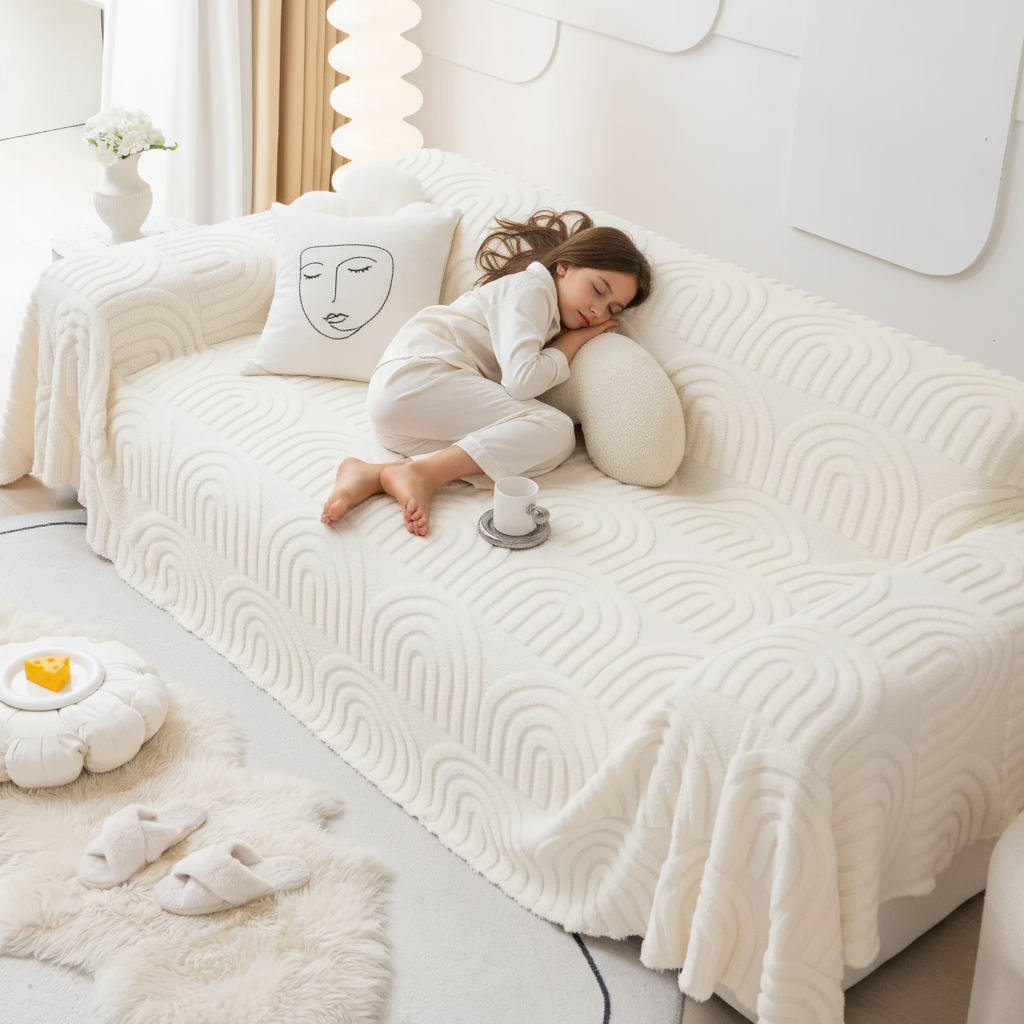 Durable non-slip couch protector with plush surface