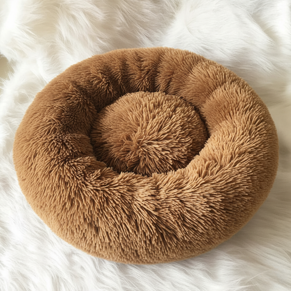 Anti-Stress Dog Bed with Soft Faux Fur & Supportive Padding