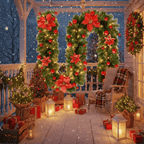 Illuminated Christmas garland made of rattan with warm white LED lights, 2.7 m