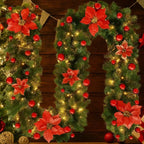 Illuminated Christmas garland made of rattan with warm white LED lights, 2.7 m