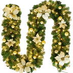Illuminated Christmas garland made of rattan with warm white LED lights, 2.7 m