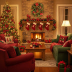 Illuminated Christmas garland made of rattan with warm white LED lights, 2.7 m