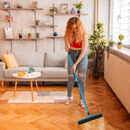 Three-section telescopic pole carpet delinting broom