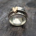 Charming Vintage Silver Ring with Golden Heart - Auryn Collection