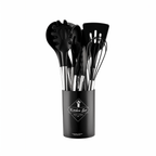 12-piece silicone kitchen utensil set with stainless steel handles for effortless cooking