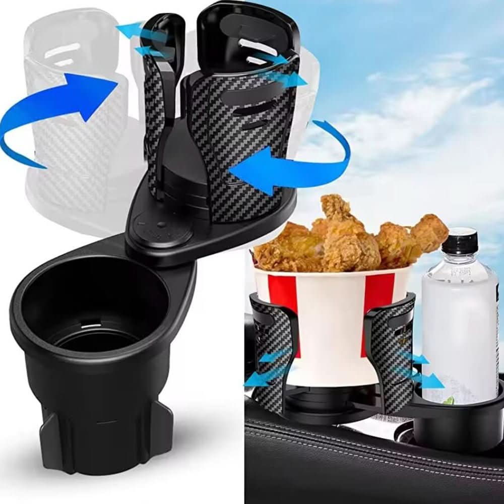 2-in-1 Car Drink Holder with Rotation Function & Telescopic Fixation