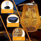 CageRattan – Bamboo Solar Garden Light – Waterproof Hanging Lantern